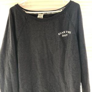 Dark gray pink crew sweatshirt